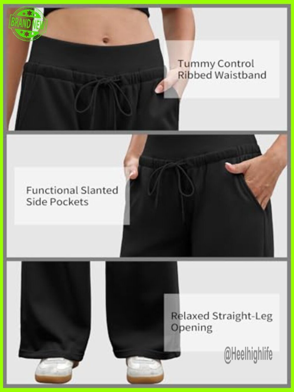 Wide Leg Sweatpants Low Rise Baggy Joggers Drawstring Athletic Pockets - Picture 6 of 7